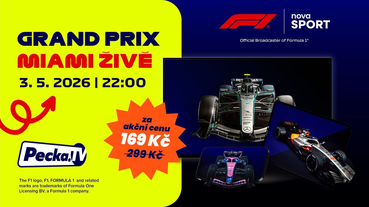 Formula 1® se vrací po dlouhé pauze. Sledujte Velkou cenu Miami na Pecka.TV za akčních 169 Kč